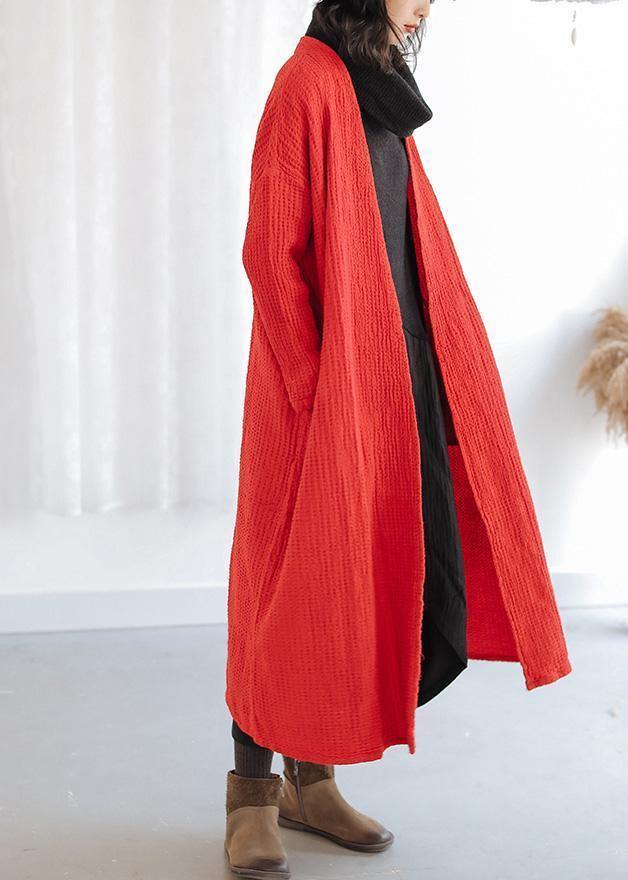 Drune | roter Plus-Size Trenchcoat Outfits Taschen Damen Mäntel