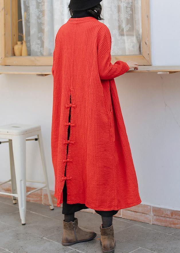 Drune | roter Plus-Size Trenchcoat Outfits Taschen Damen Mäntel