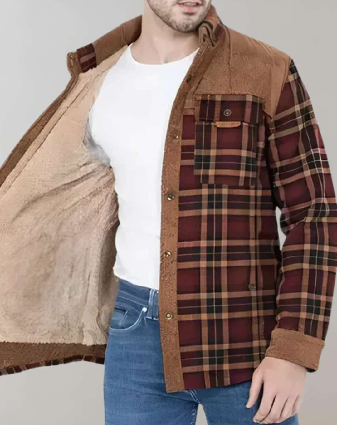 Drune | F.s. Kariertes Flanelljacke mit Fleece Futter