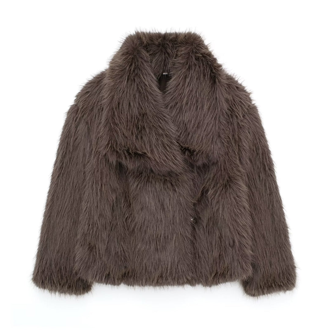 Drune | Jacken Kurz Flauschig Pelzjacke Winterjacke für Damen