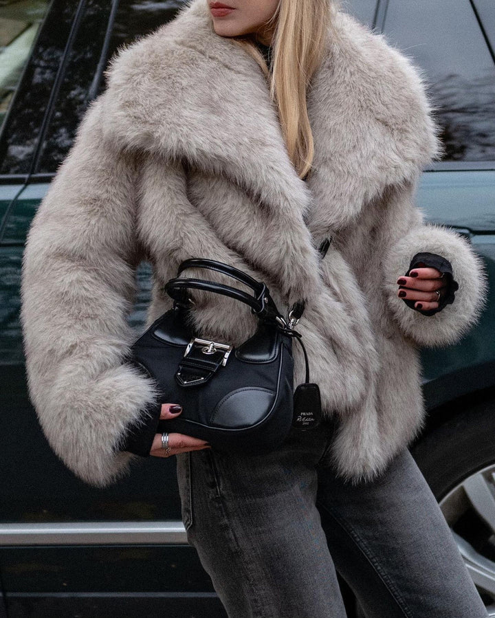 Drune | Jacke Flauschig Kurz Fur Jacke Winterjacke für Damen