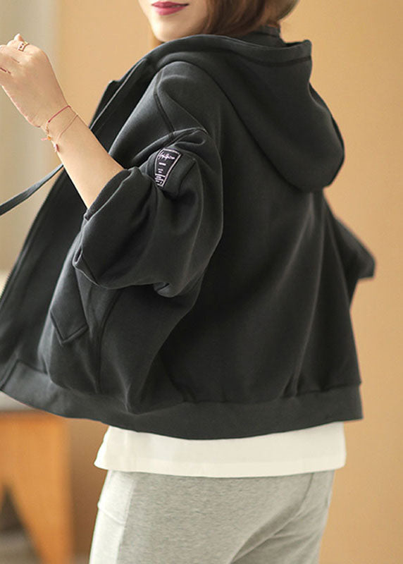 Drune | Kapuzenjacke in Schwarz mit Reißverschlusstaschen für den Herbst