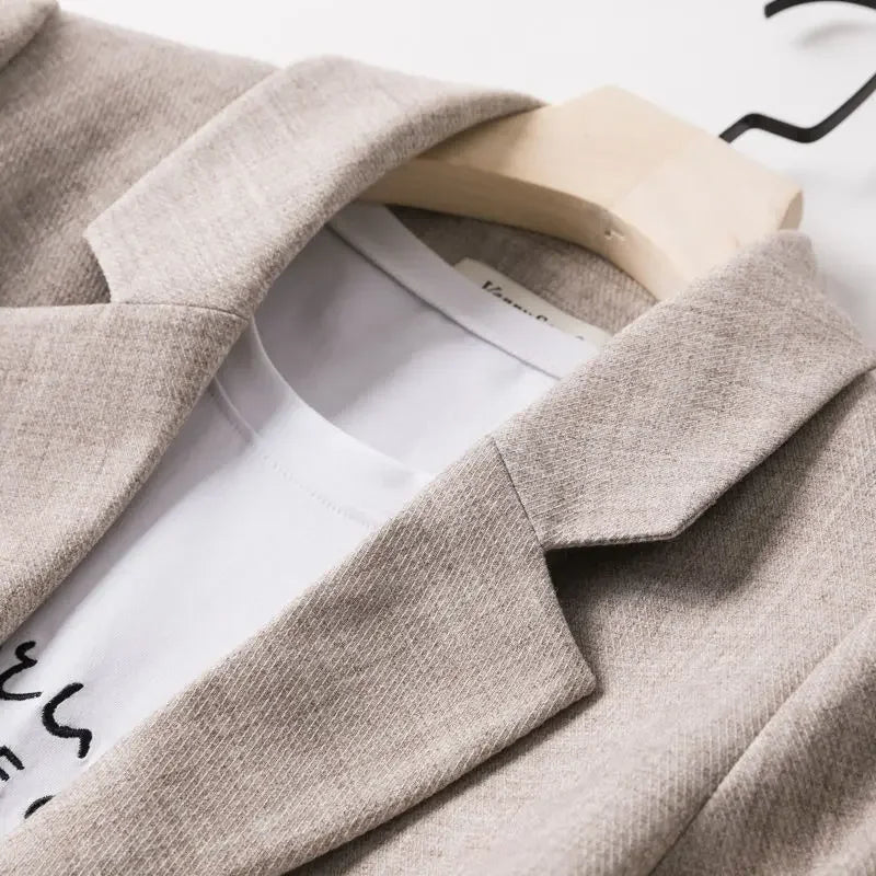 Trendiger Patchwork-Blazer mit lockerer Passform, Ein-Knopf-Verschluss und minimalistischem Design