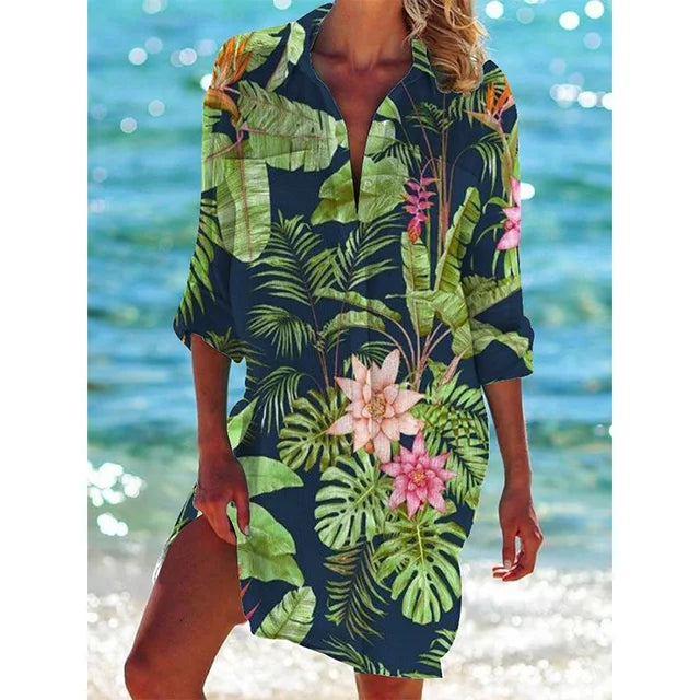 Drune | Bluse Hawaiiante Druck Tropische Blumen