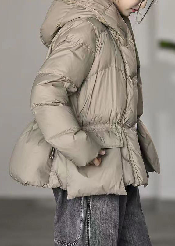 Drune | Khaki Kapuzen Taschenzugverschluss Entenfedermäntel Winter
