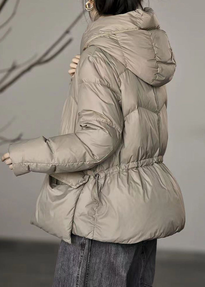 Drune | Khaki Kapuzen Taschenzugverschluss Entenfedermäntel Winter
