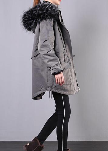Drune | Locker sitzende Wintermäntel graue Kapuzenfellkragen Frauen Parka