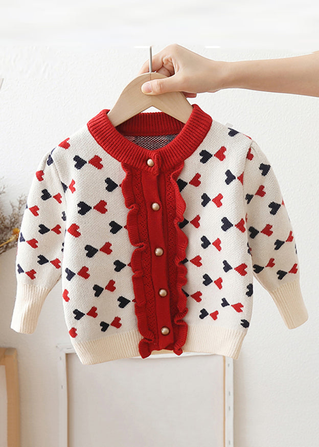 Drune | Lila Knopf Rüsch Patchwork Baumwolle Strick Kinder Mäntel