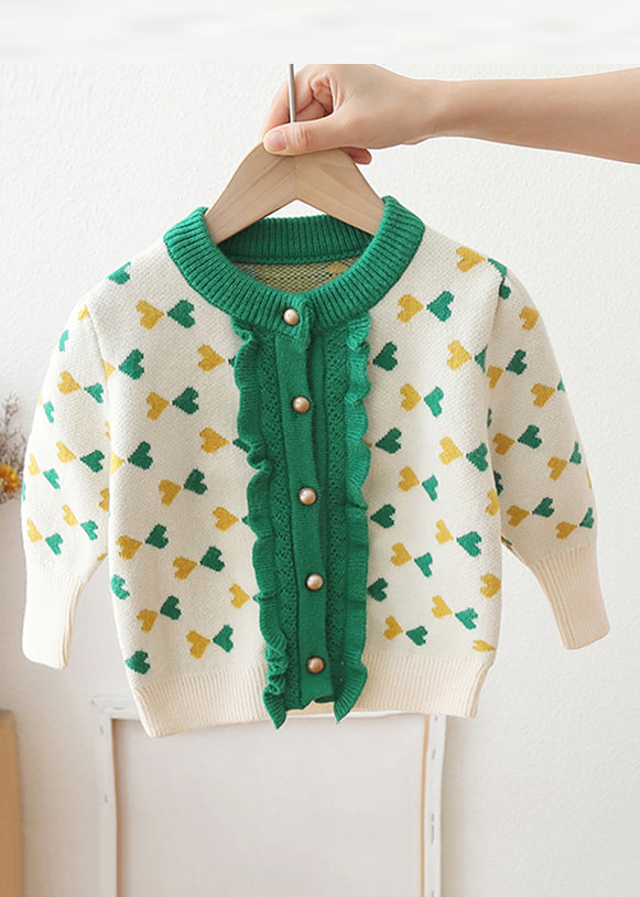 Drune | Lila Knopf Rüsch Patchwork Baumwolle Strick Kinder Mäntel