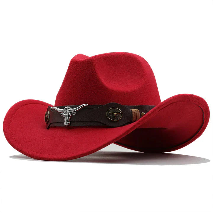 Drune | Western-Stil Filzhut Mit Stier-Schnallenband