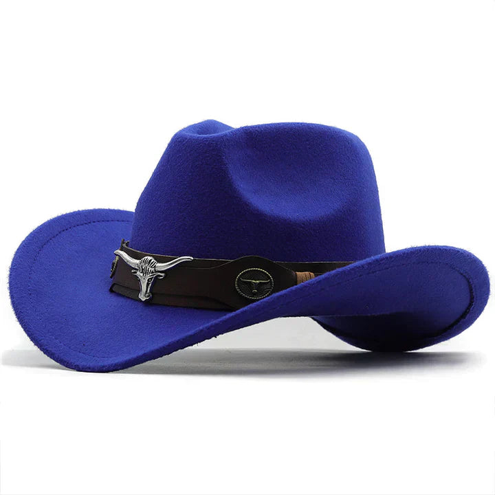 Drune | Western-Stil Filzhut Mit Stier-Schnallenband