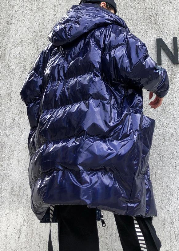 Drune | blaue Damen-Parkas lässige Mäntel Winter Kapuzen Reißverschluss Outwear