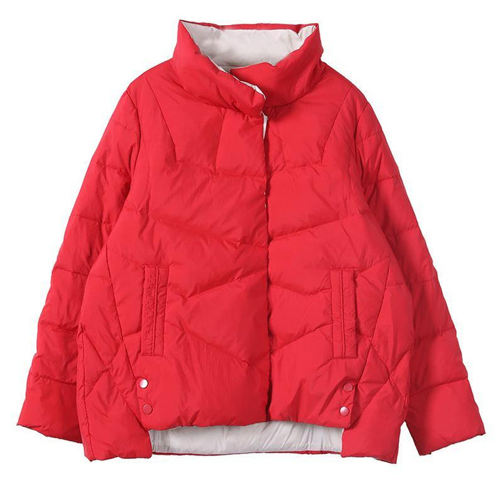 Drune | lässige Daunenjacken Mäntel schwarz Stehkragen Taschen warm Wintermantel
