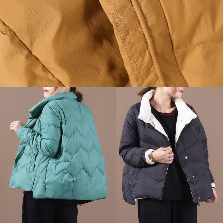 Drune | lässige Daunenjacken Mäntel schwarz Stehkragen Taschen warm Wintermantel
