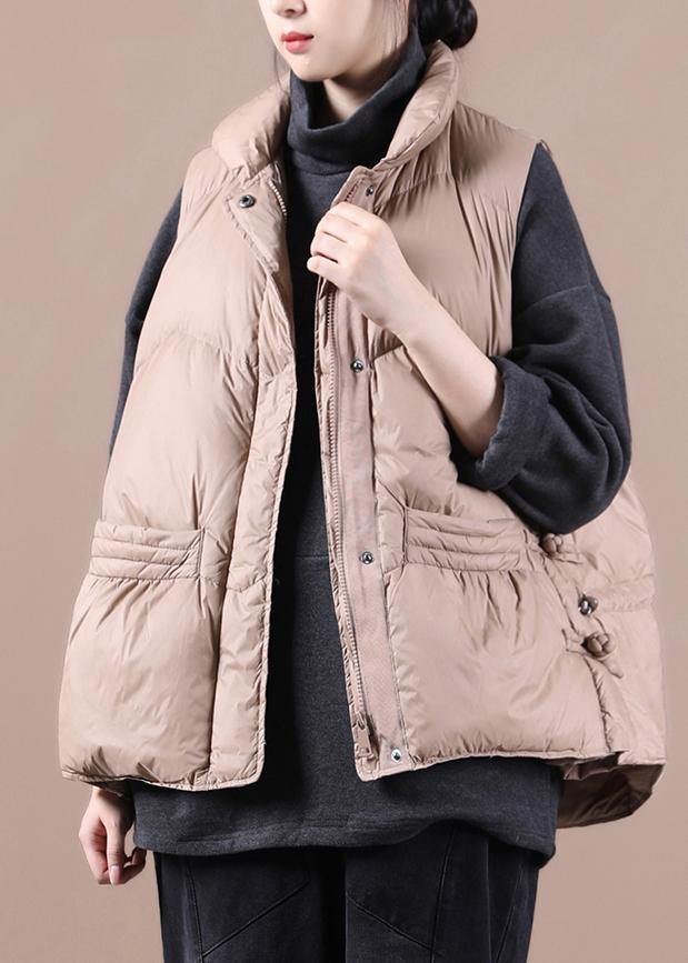 Drune | lässige Damen Parka Mäntel Khaki Stehkragen Reißverschluss Daunenjacke