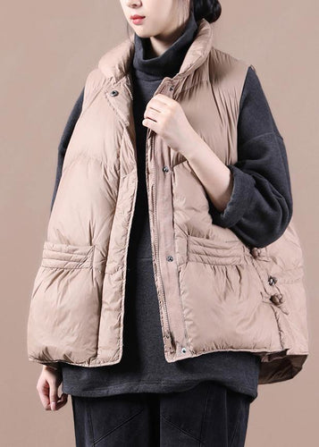 Drune | lässige Damen Parka Mäntel Khaki Stehkragen Reißverschluss Daunenjacke