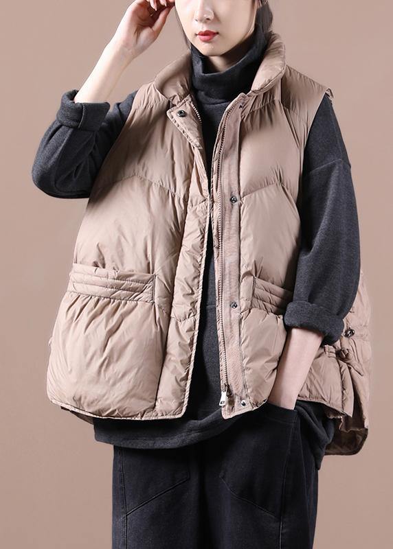 Drune | lässige Damen Parka Mäntel Khaki Stehkragen Reißverschluss Daunenjacke