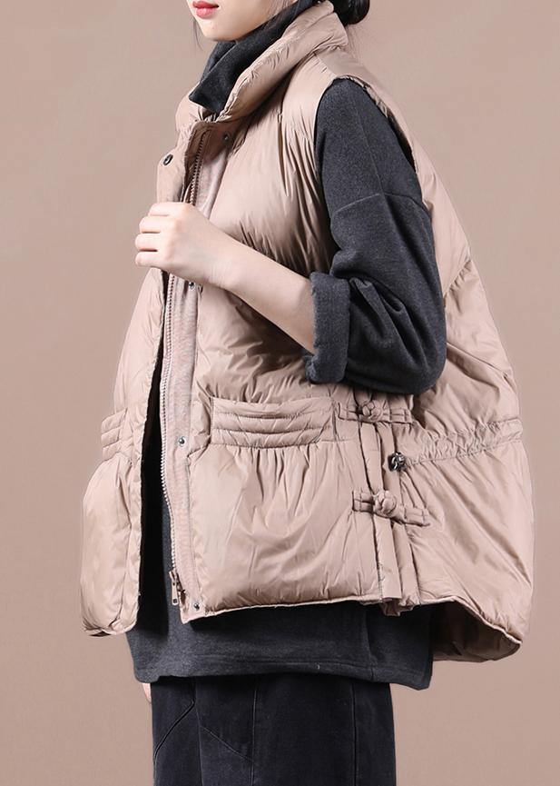 Drune | lässige Damen Parka Mäntel Khaki Stehkragen Reißverschluss Daunenjacke