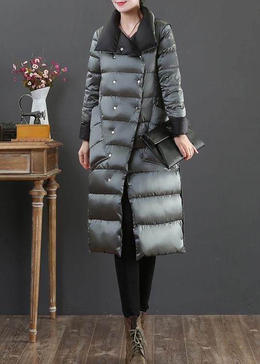 Drune | Kleidung Winterjacke Mäntel silber grau Stehkragen Taschen Daunenjacke Damen