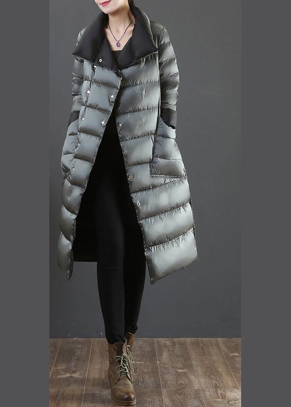 Drune | Kleidung Winterjacke Mäntel silber grau Stehkragen Taschen Daunenjacke Damen