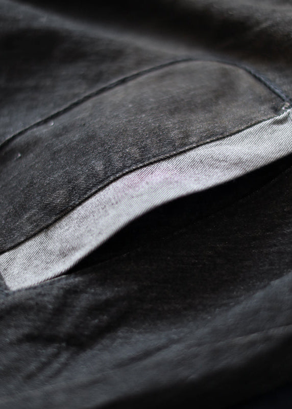 Drune | dunkelgraue Denim-Mäntel trendiger Plus-Size Kapuzen-Trenchcoat feiner niedriger hoher Design-Mantel
