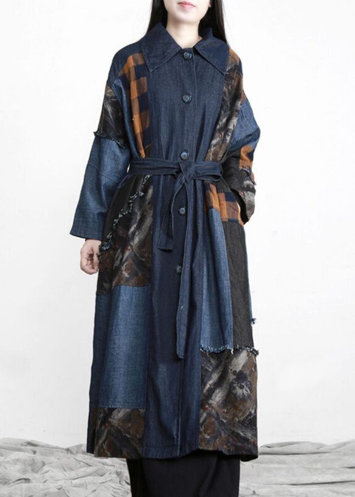 Drune | denim blau Patchwork Knopf Bund trenchcoats