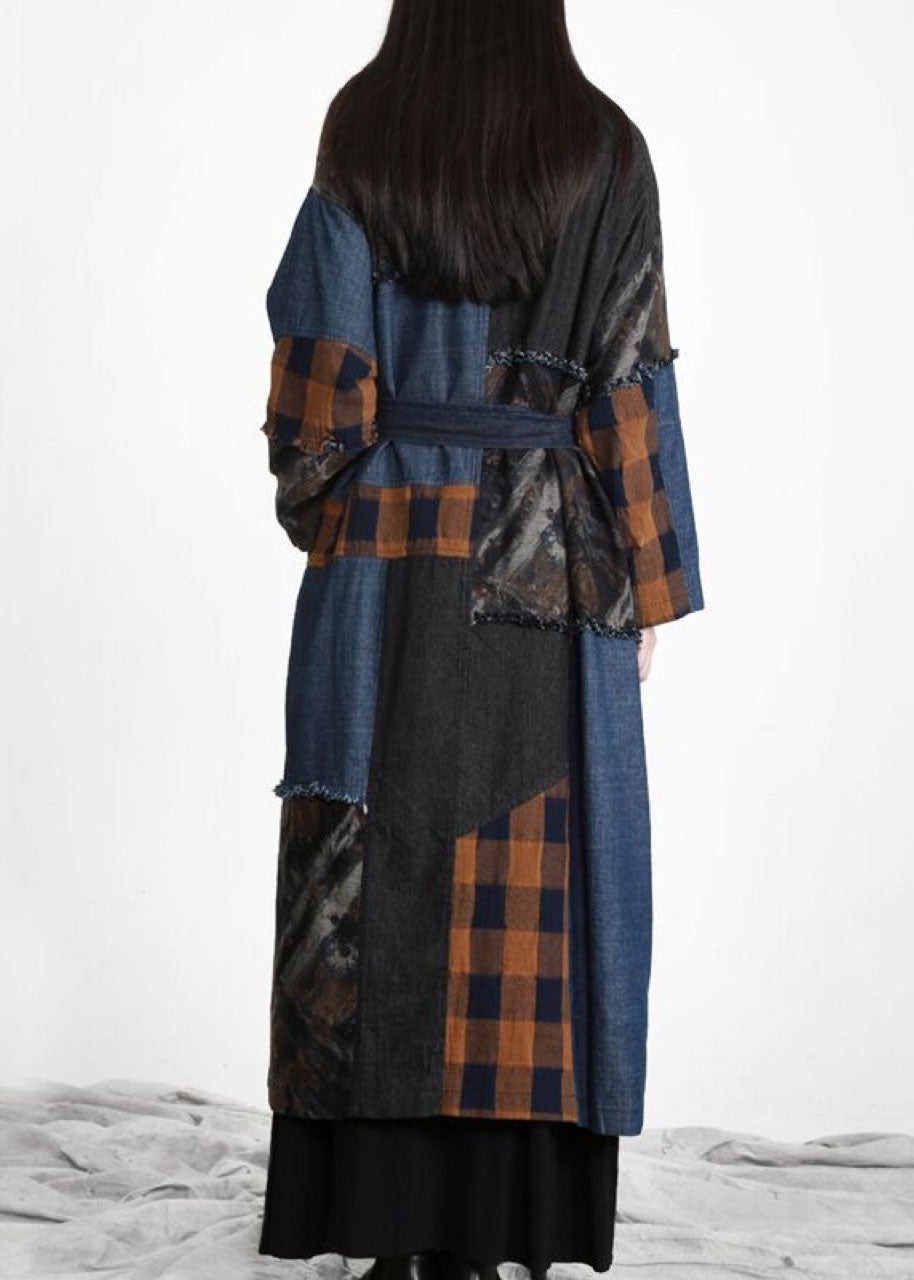 Drune | denim blau Patchwork Knopf Bund trenchcoats