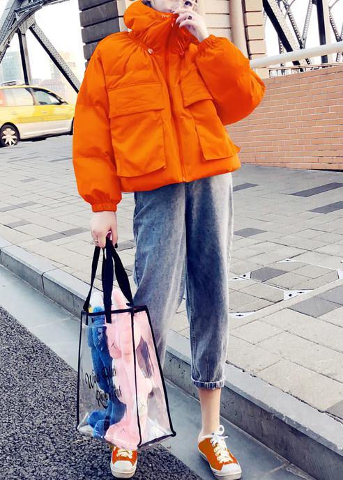Drune | orange Entendaunenmantel Plus Size Damenparka Stehkragen Große Taschen feine Mäntel