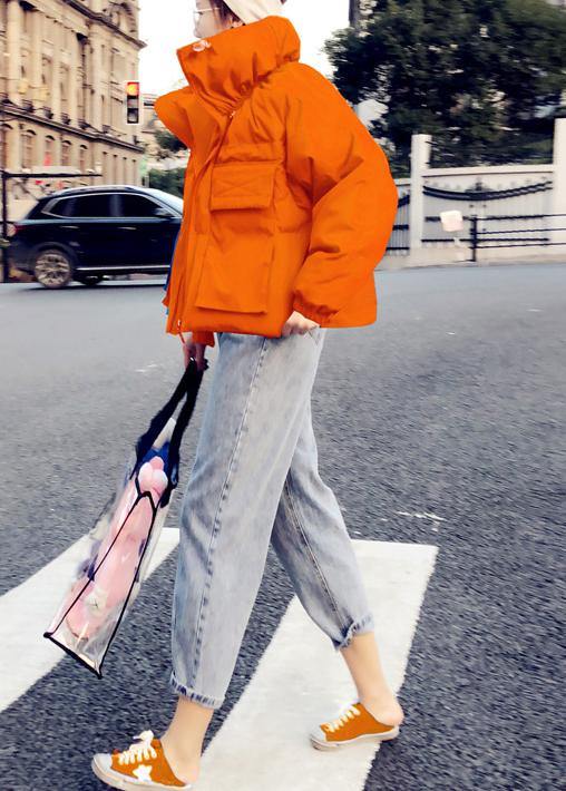 Drune | orange Entendaunenmantel Plus Size Damenparka Stehkragen Große Taschen feine Mäntel