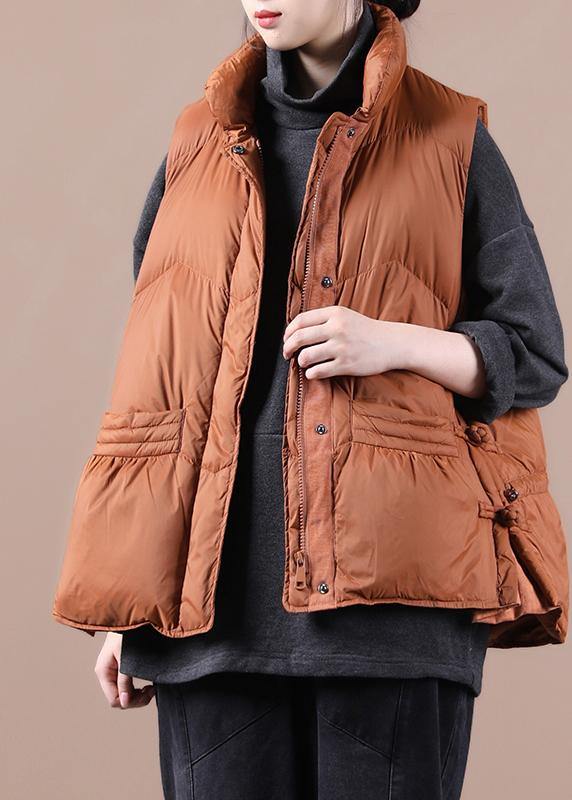 Drune | Oversized Schnee Jacken Übermantel orange Stehkragen mit Reißverschluss warmer Wintermantel