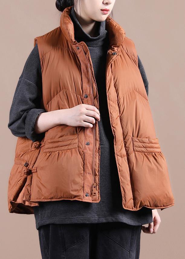 Drune | Oversized Schnee Jacken Übermantel orange Stehkragen mit Reißverschluss warmer Wintermantel
