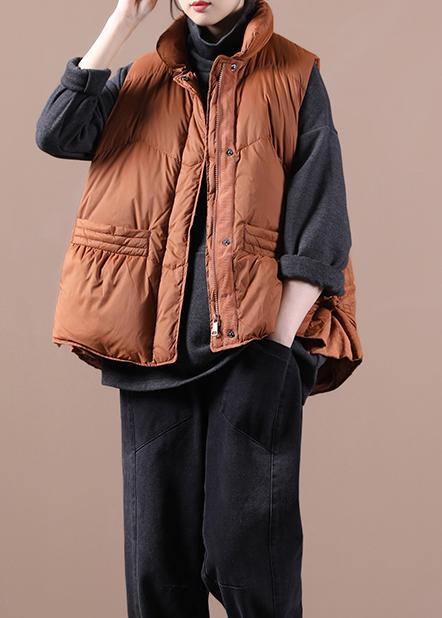 Drune | Oversized Schnee Jacken Übermantel orange Stehkragen mit Reißverschluss warmer Wintermantel