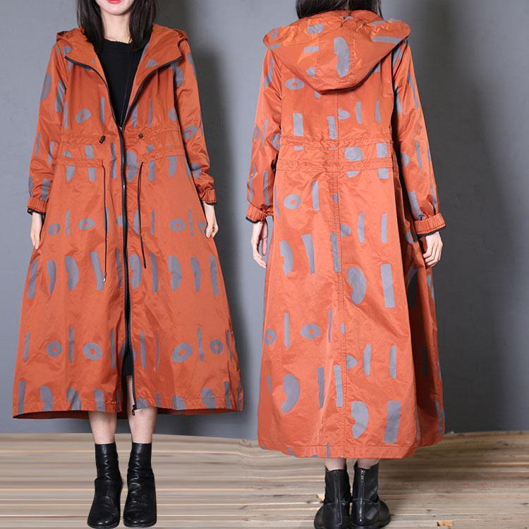 Drune | oversized Jacken & Mäntel rote Drucke Kapuzenmantel