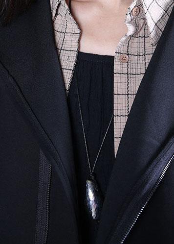Drune | oversized mittellanger Mantel schwarz mit Kapuze Mäntel
