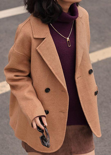 Drune | Plus-Size-Wintermantel Damen Mäntel Khaki Mit Ausschnitt Rücken Offen Wollmäntel