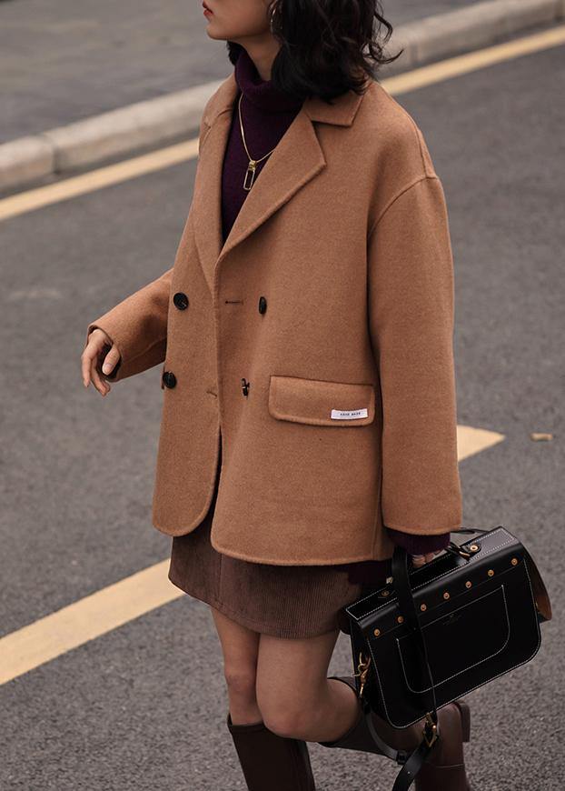 Drune | Plus-Size-Wintermantel Damen Mäntel Khaki Mit Ausschnitt Rücken Offen Wollmäntel