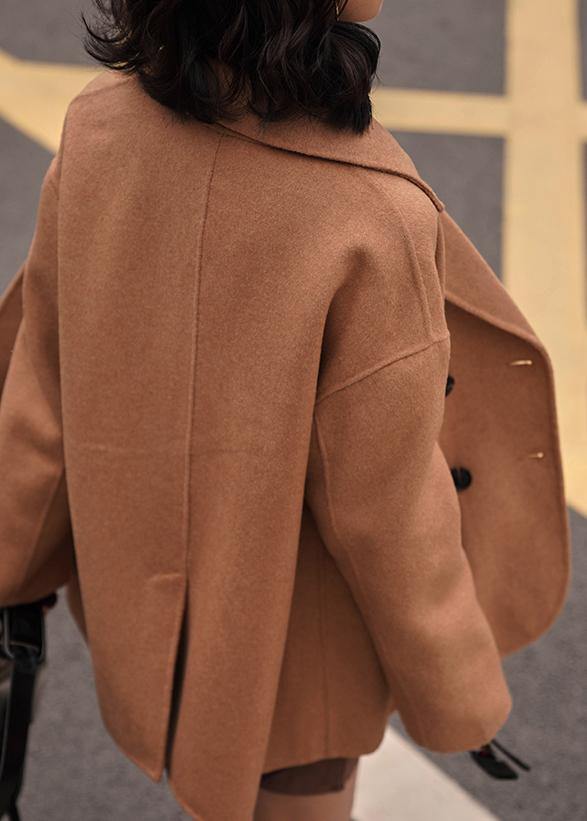 Drune | Plus-Size-Wintermantel Damen Mäntel Khaki Mit Ausschnitt Rücken Offen Wollmäntel