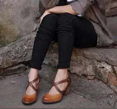 Drune | Hellbraune Sommer Leder High Heels