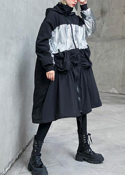 Drune | trendige Plus-Size Mäntel Outdoor schwarz Kapuze mit Kordelzug Winter Parkas