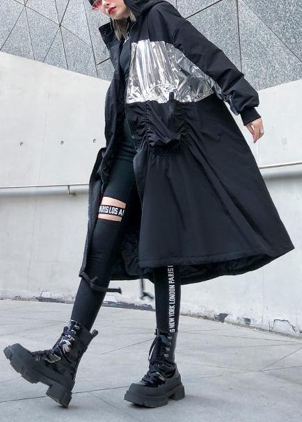 Drune | trendige Plus-Size Mäntel Outdoor schwarz Kapuze mit Kordelzug Winter Parkas