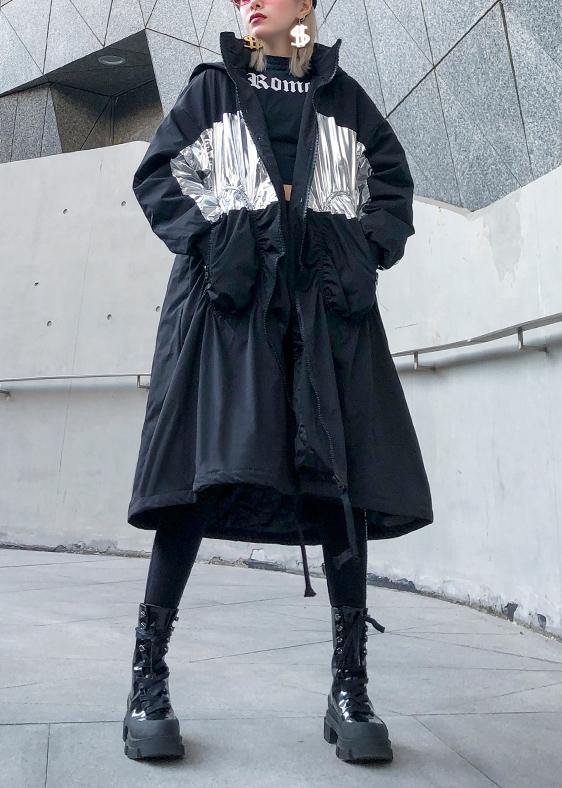 Drune | trendige Plus-Size Mäntel Outdoor schwarz Kapuze mit Kordelzug Winter Parkas