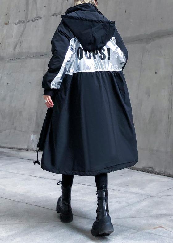 Drune | trendige Plus-Size Mäntel Outdoor schwarz Kapuze mit Kordelzug Winter Parkas