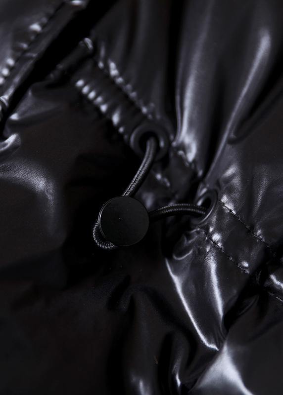 Drune | trendige Plus-Size Damen Parka Mäntel schwarz mit Kapuze Taschen mit Reißverschluss abwärts Mäntel