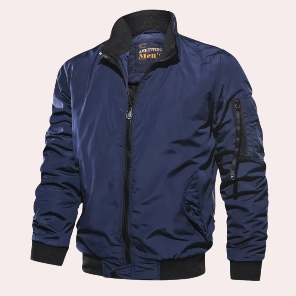 Drune | Herren Bomberjacke - Voller Reißverschluss mit Rippdetails