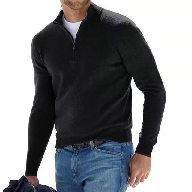 Drune | Merino V-Ausschnitt Pullover mit Reißverschluss