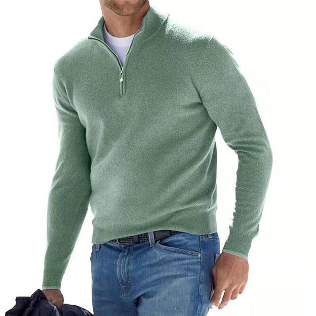 Drune | Merino V-Ausschnitt Pullover mit Reißverschluss