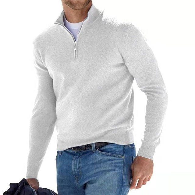 Drune | Merino V-Ausschnitt Pullover mit Reißverschluss