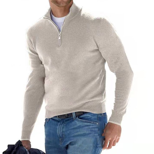 Drune | Merino V-Ausschnitt Pullover mit Reißverschluss