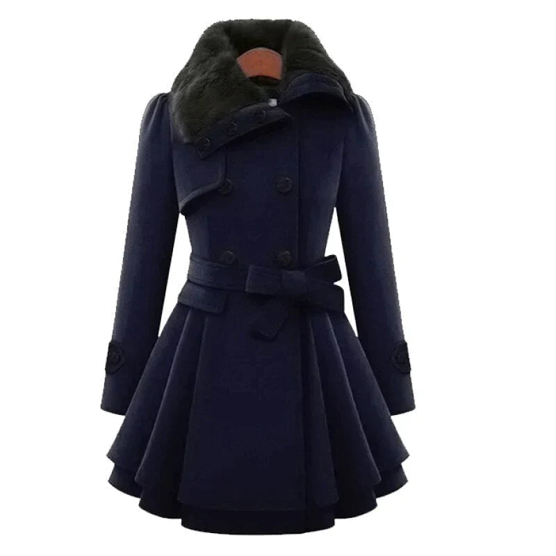 Drune | Stilvoller Damen Trenchcoat Mit Veganem Pelz