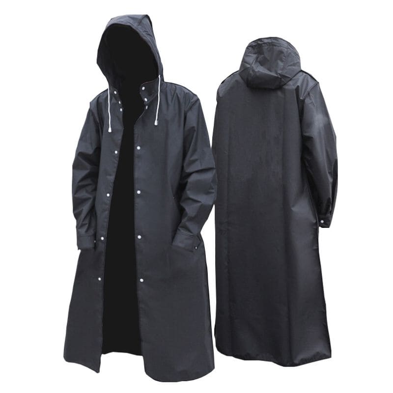 Drune | Lange Wasserdichte Jacke in Tief Schwarz